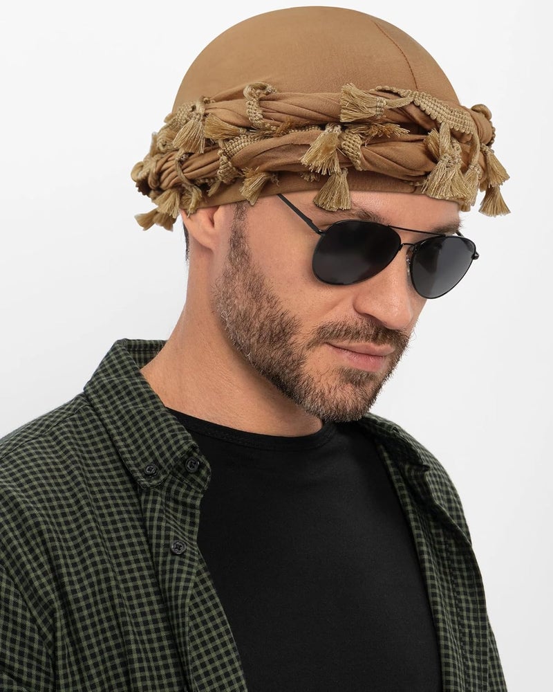 Babalet Store طرحة هالو للرجال والنساء بطانة ساتان ديراج أغطية رأس قبعة جمجمة مسبقة الربط مع خيوط ضفيرة قبعة عتيقة ملتوية - Image 5